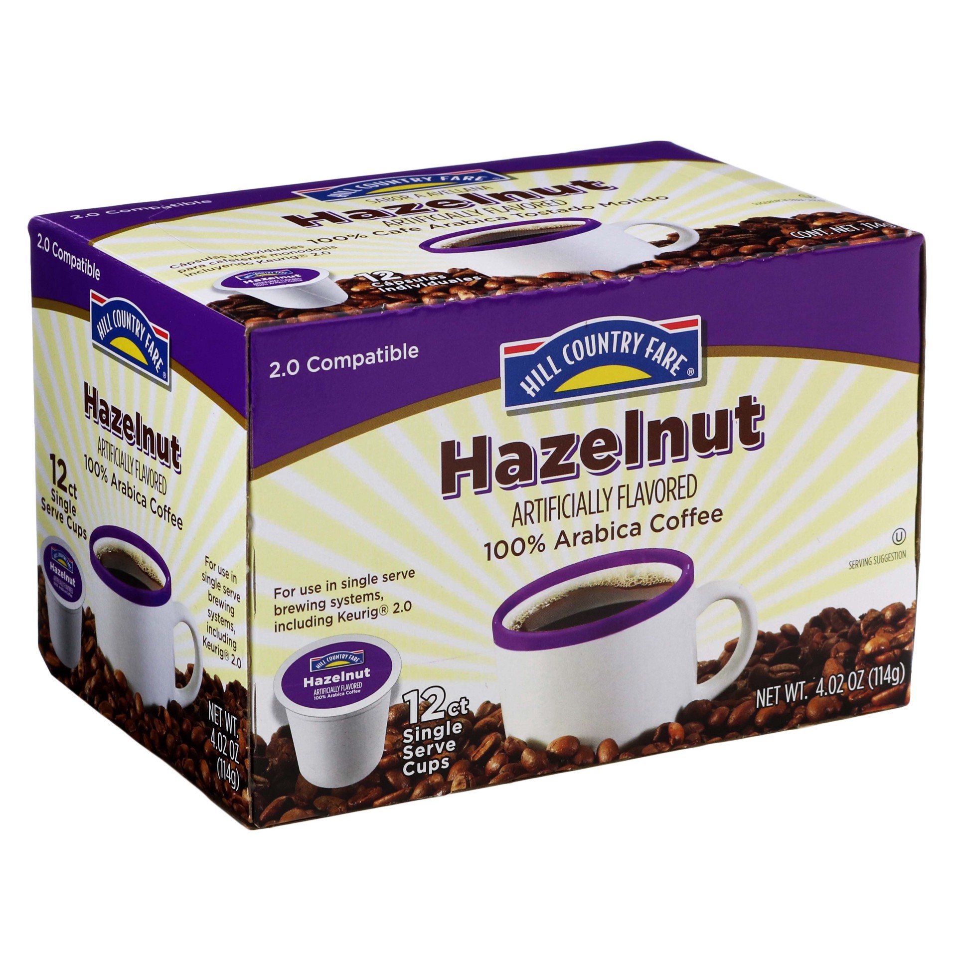 slide 1 of 1, Hill Country Fare Hazelnut Single Serve Coffee Cups - 12 ct, 12 ct