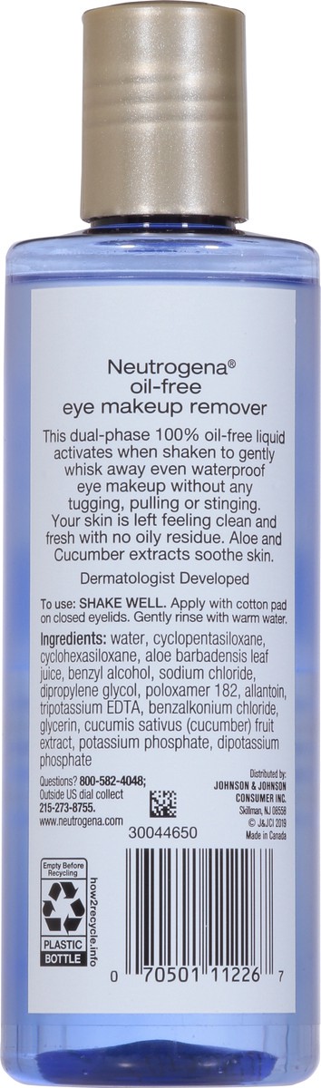 slide 5 of 9, Neutrogena Gentle Oil-Free Eye Makeup Remover & Cleanser for Sensitive Eyes, Non-Greasy Makeup Remover, Removes Waterproof Mascara, Dermatologist & Ophthalmologist Tested, 8.0 fl. oz, 8 fl oz