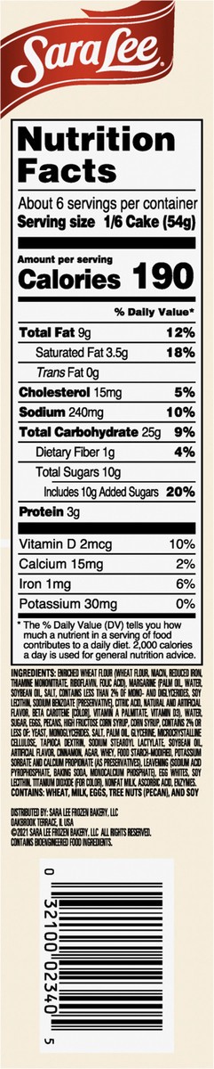 slide 5 of 11, Sara Lee Coffee Cake Pecan 11.5oz, 11.5 oz