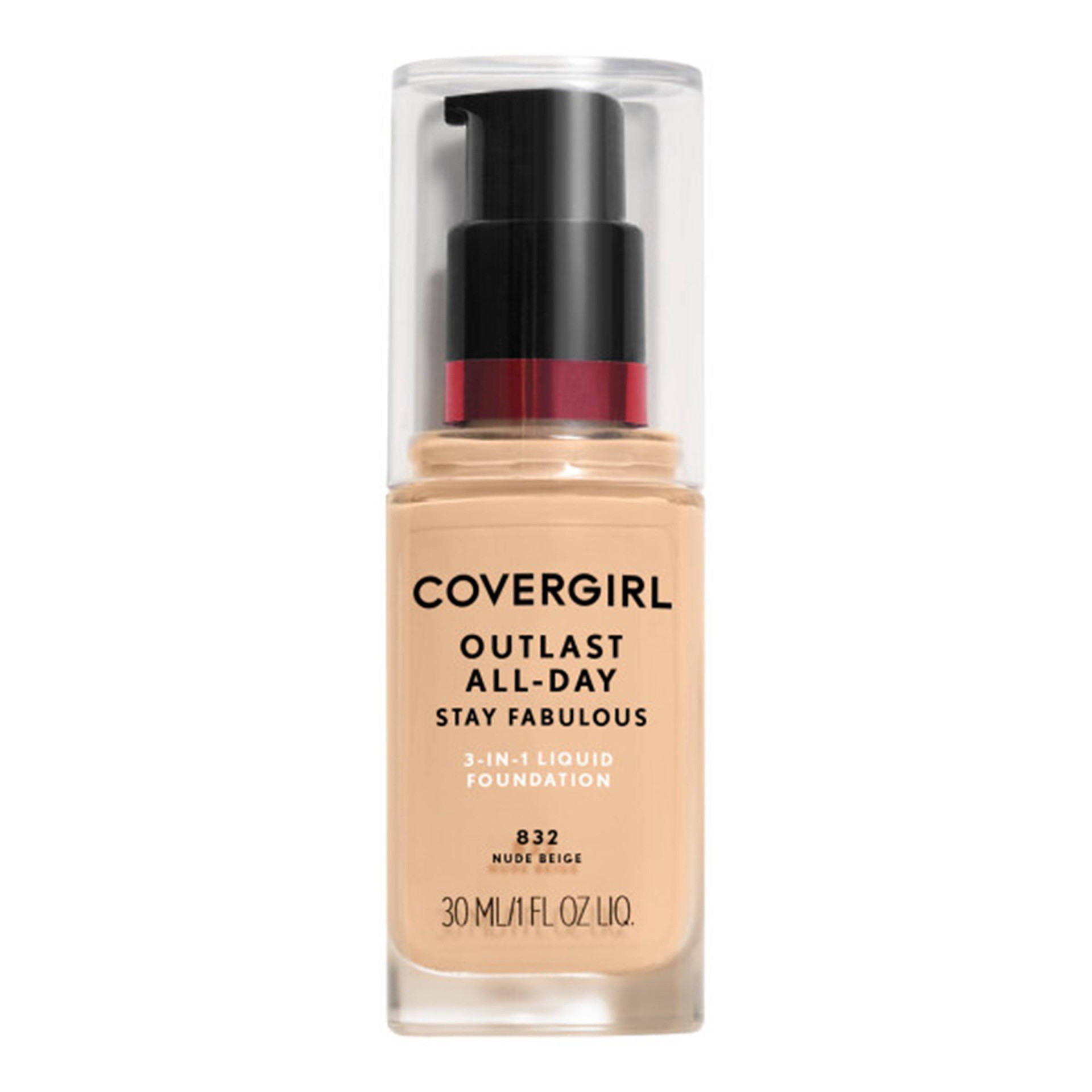 slide 1 of 3, Covergirl Olay Stay Fabulous 3-In-1 Foundation - 832 Nude Beige, 1 fl oz