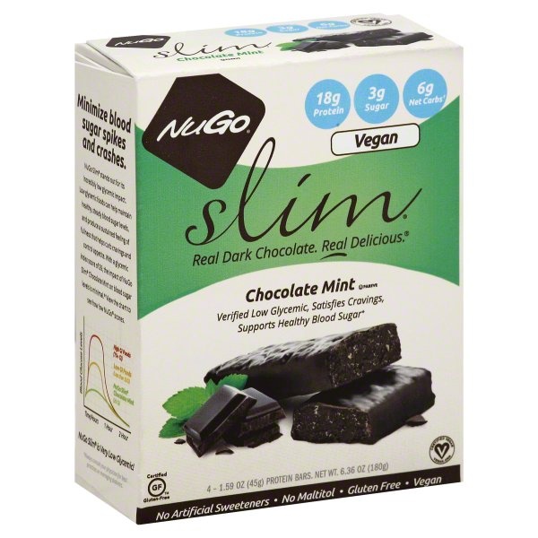 slide 1 of 1, NuGo Slim Protein Bars Vegan Dark Chocolate Mint, 4 ct; 1.59 oz