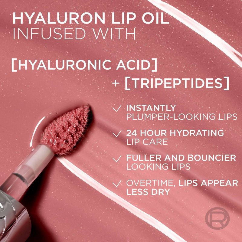 slide 5 of 10, L'Oréal 650 Nude Macaron Plump Ambition Hyaluron Lip Oil 0.16 fl oz, 0.16 fl oz