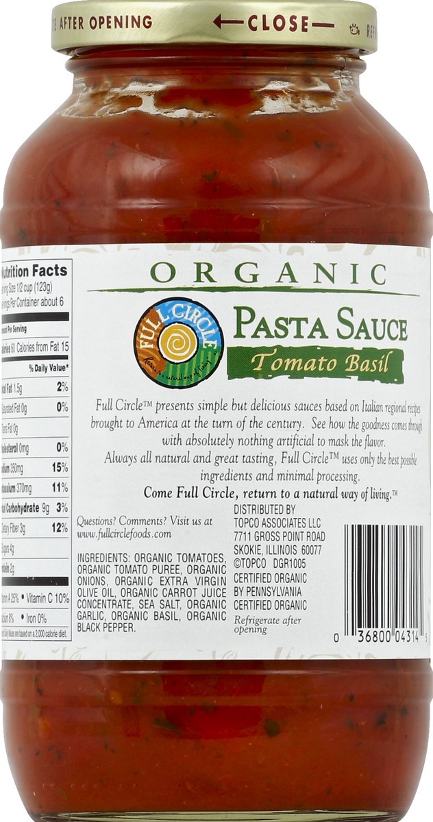 slide 5 of 6, Full Circle Market Tomato & Basil Pasta Sauce, 24 oz