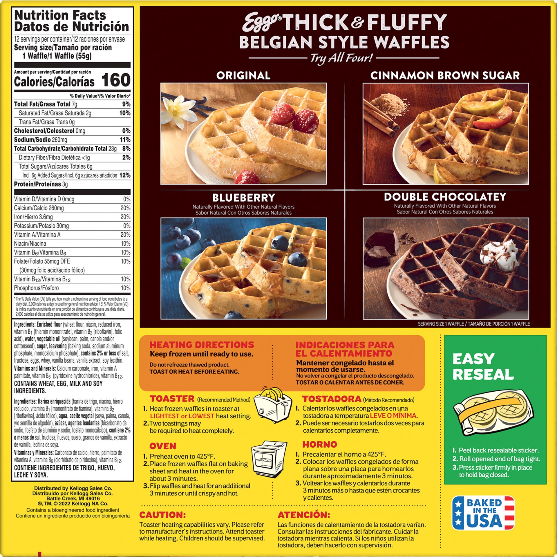 slide 4 of 5, Eggo Thick and Fluffy Frozen Waffles, Frozen Breakfast, Breakfast Food, Family Pack, Original, 23.2oz Box, 12 Waffles, 12 ct; 23.2 oz