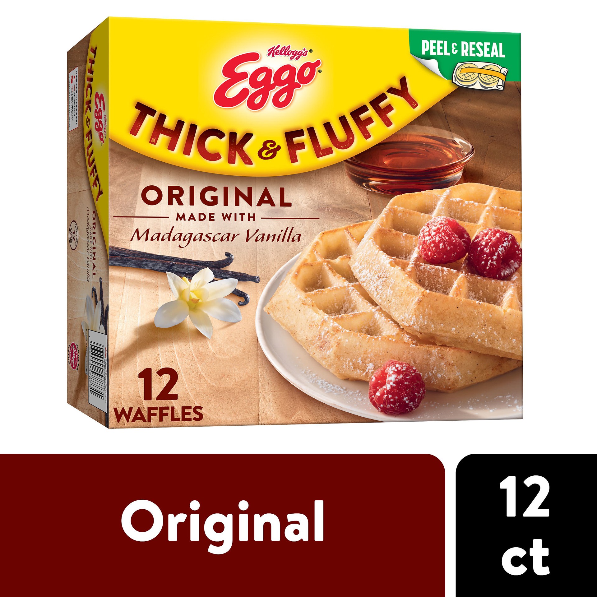 slide 1 of 5, Eggo Thick and Fluffy Frozen Waffles, Frozen Breakfast, Breakfast Food, Family Pack, Original, 23.2oz Box, 12 Waffles, 12 ct; 23.2 oz