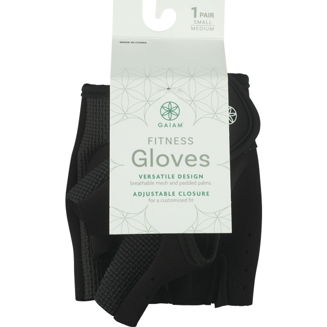 slide 1 of 1, Gaiam Small & Medium Black Fitness Gloves, 1 ct