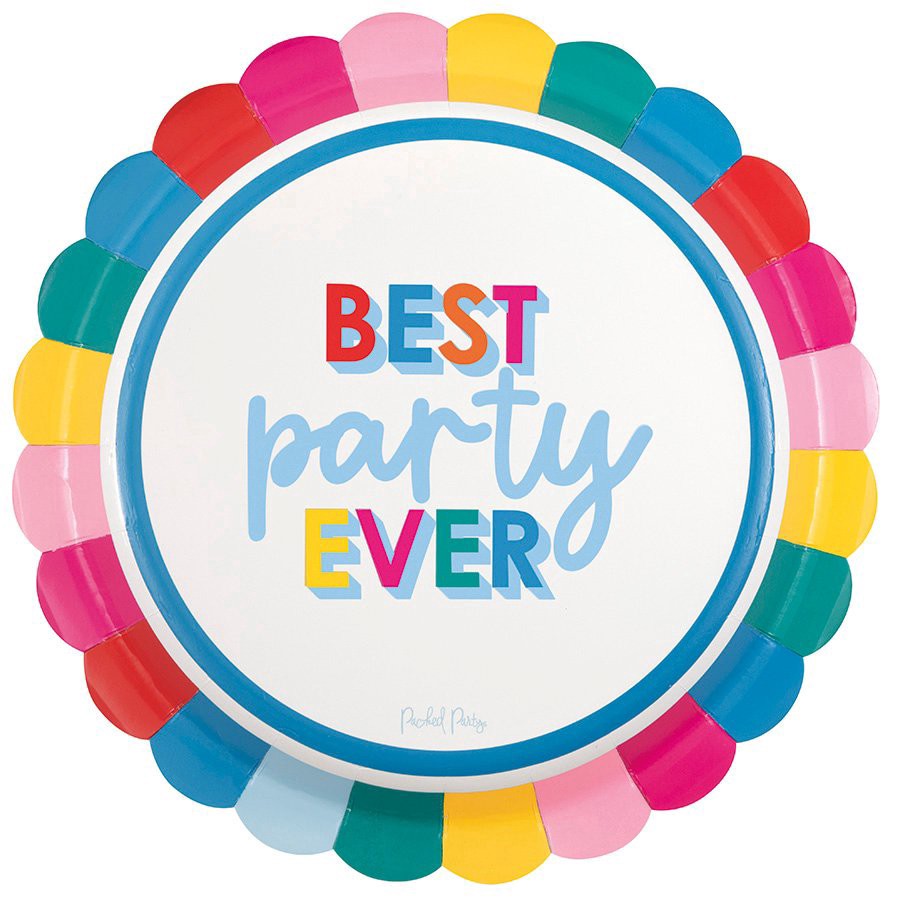 slide 1 of 1, Packed Party Best Party Ever Scalloped Paper Plates, 9", 8 ct