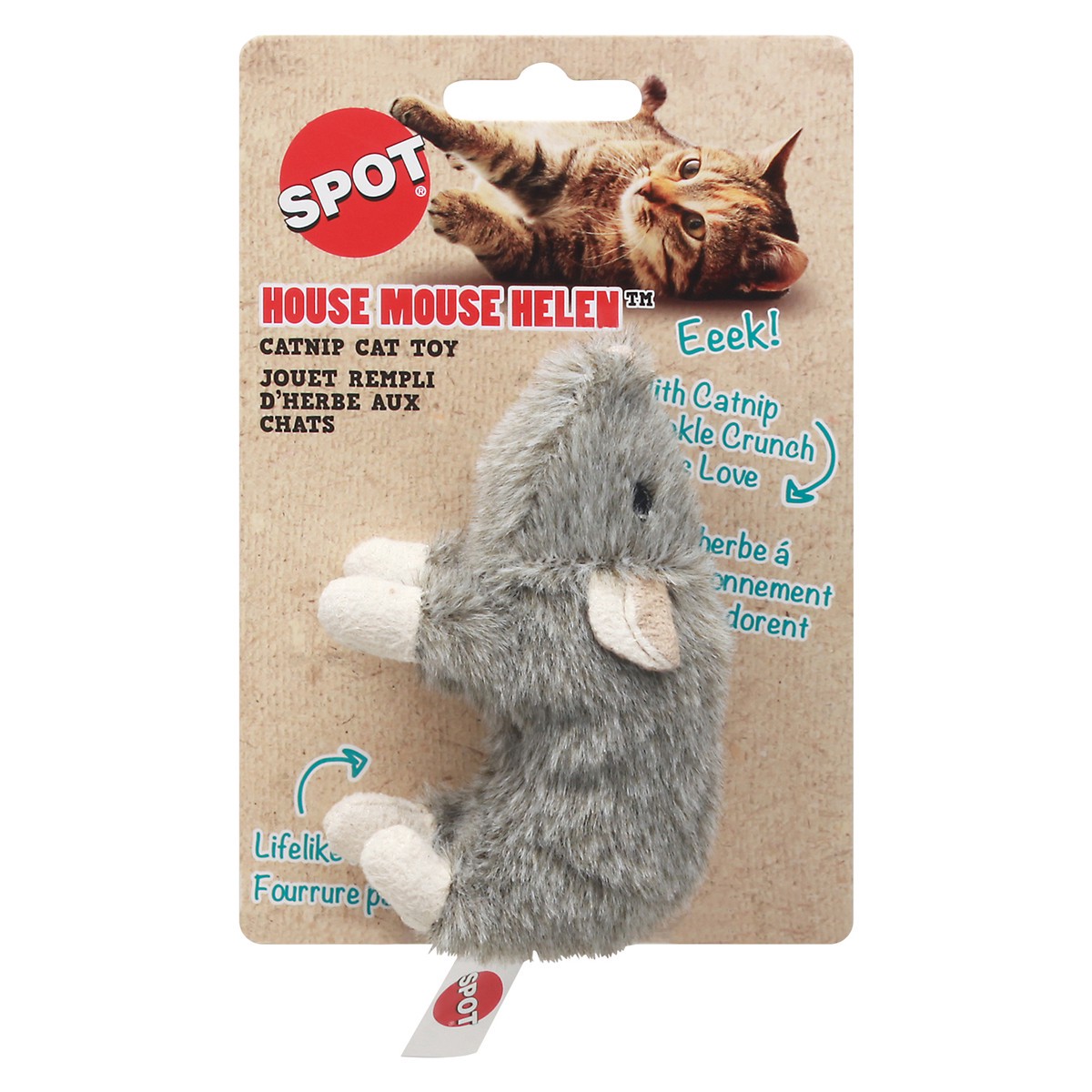slide 5 of 10, SPOT House Mouse Helen Catnip Cat Toy 1 ea Card, 1 ct