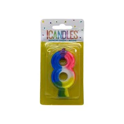 Unique Industries Rainbow Numeral 8 Candle