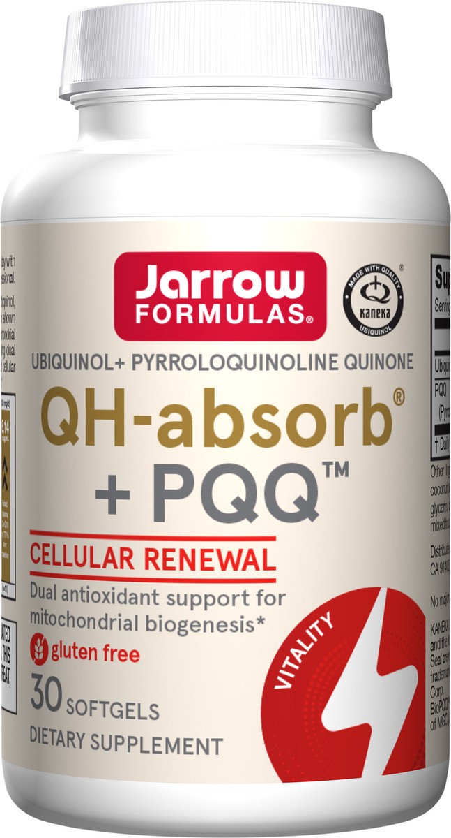 slide 2 of 4, Jarrow Formulas QH-absorb + PQQ - 30 Softgels - Dietary Supplement Supports Mitochondrial Biogenesis, Energy Production & Cardiovascular Health - Up to 30 Servings , 30 ct