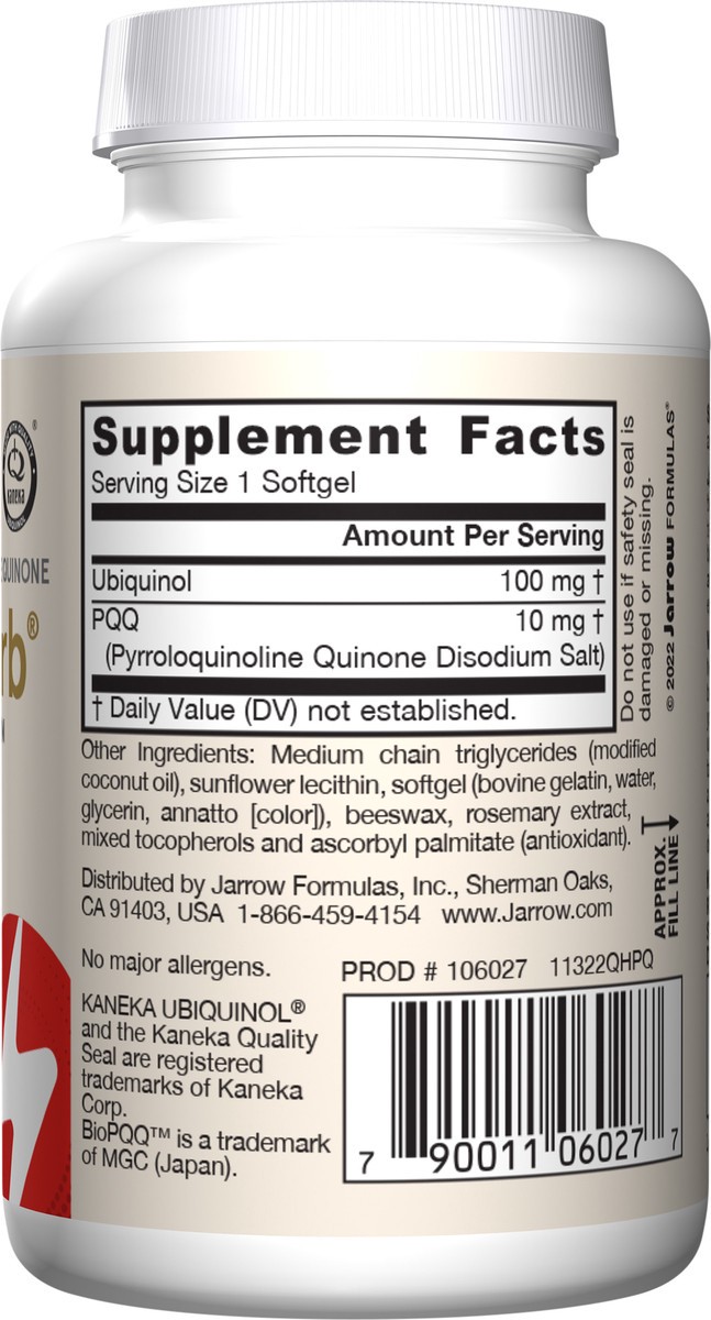 slide 4 of 4, Jarrow Formulas QH-absorb + PQQ - 30 Softgels - Dietary Supplement Supports Mitochondrial Biogenesis, Energy Production & Cardiovascular Health - Up to 30 Servings , 30 ct