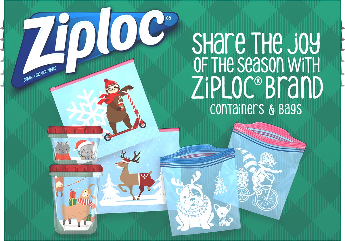 slide 4 of 5, Ziploc Food Storage Container Deep Square, Holiday Red, 3 containers + lids, 3 ct