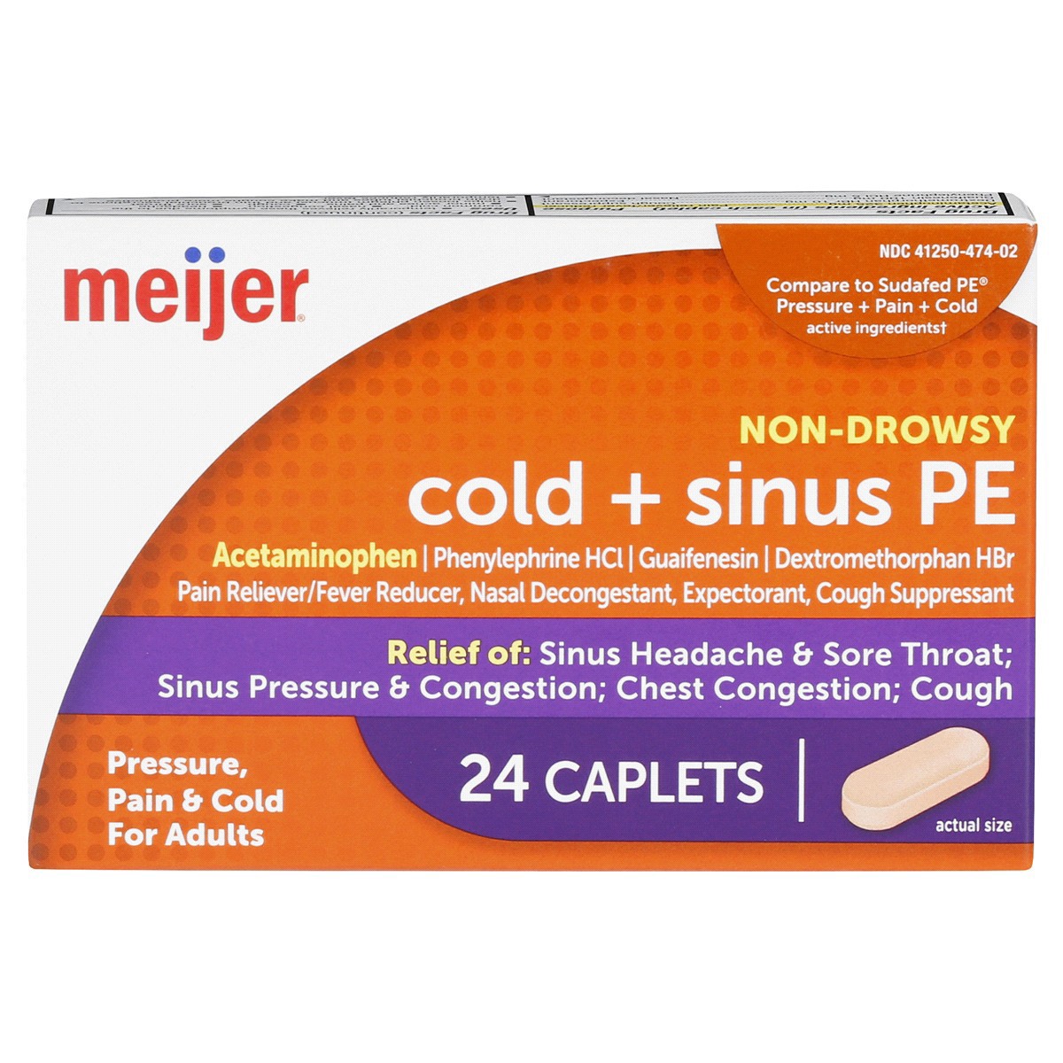 slide 1 of 17, Meijer Cold & Sinus PE Caplets, 24 ct