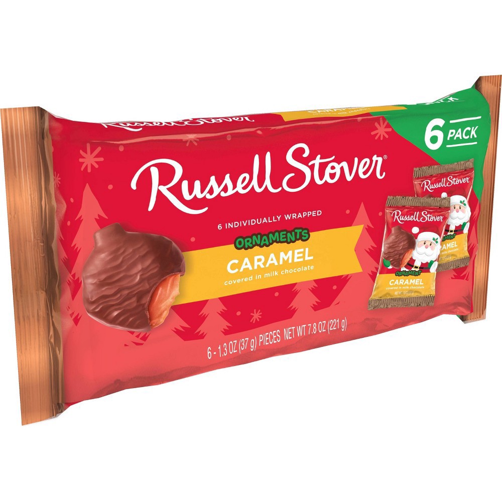 slide 3 of 3, RUSSELL STOVER Christmas Milk Chocolate Caramel Candy Ornaments, 6 ct