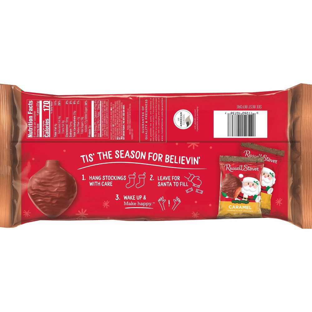 slide 2 of 3, RUSSELL STOVER Christmas Milk Chocolate Caramel Candy Ornaments, 6 ct