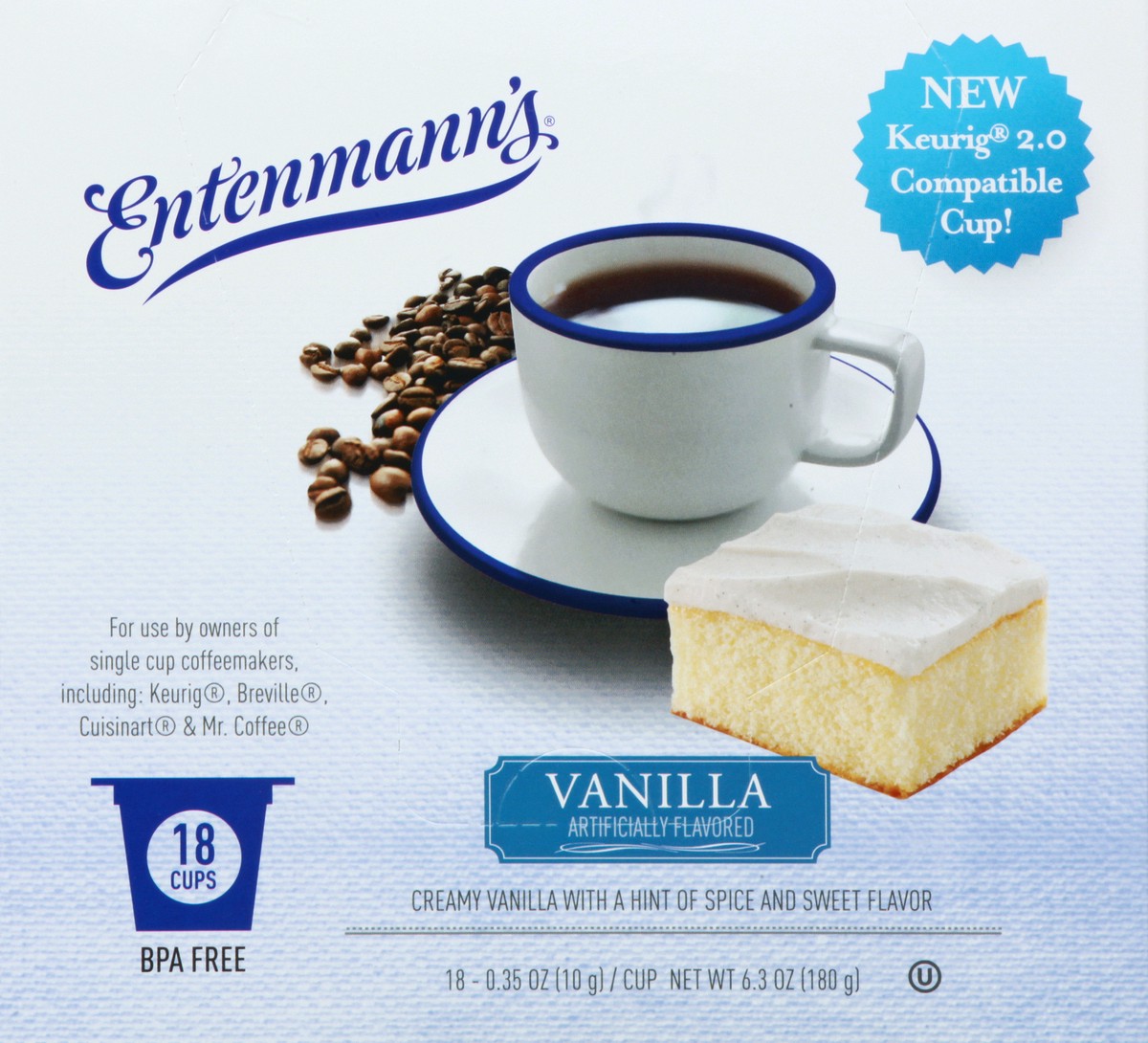 slide 2 of 11, Entenmann's Medium Roast Cups Vanilla Coffee - 18 ct, 18 ct