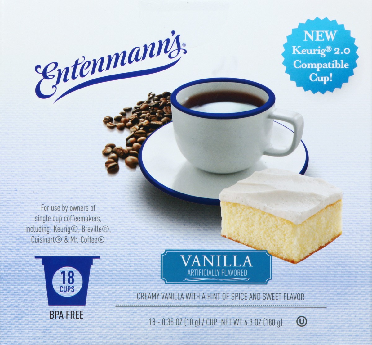 slide 8 of 11, Entenmann's Medium Roast Cups Vanilla Coffee - 18 ct, 18 ct