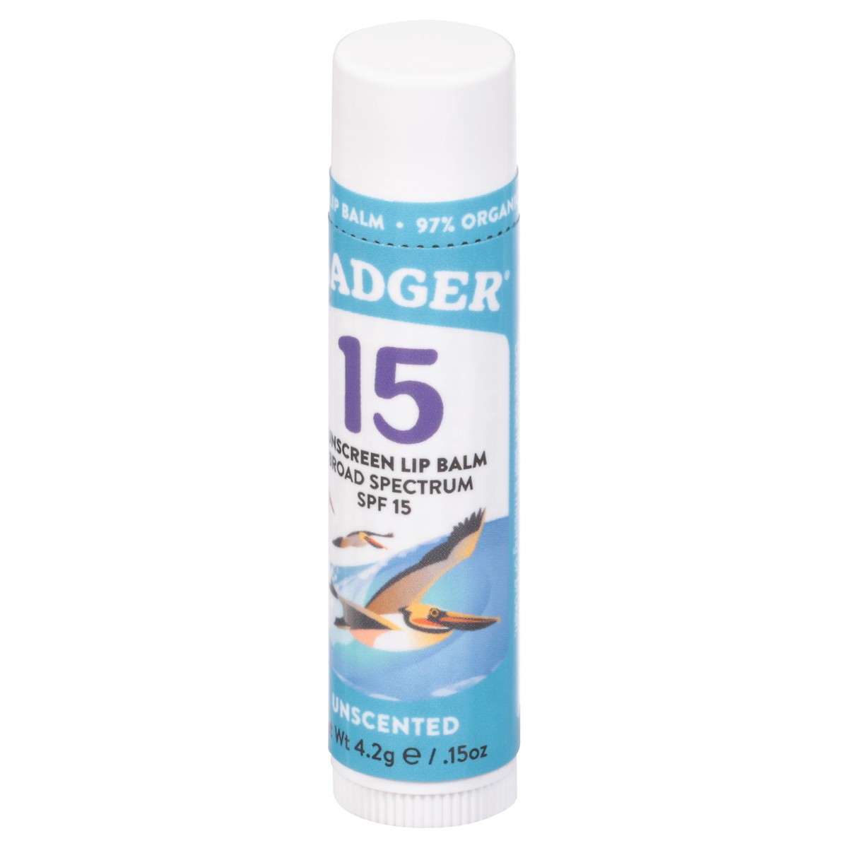 slide 3 of 9, Badger SPF 15 Clear Zinc Lip Balm Stick, 0.15 oz