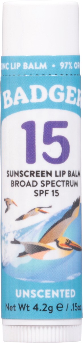 slide 6 of 9, Badger SPF 15 Clear Zinc Lip Balm Stick, 0.15 oz