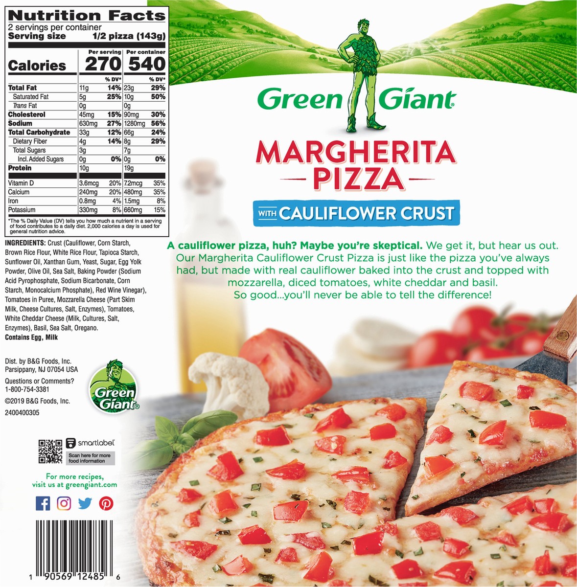 slide 7 of 8, Green Giant Margherita Pizza with Cauliflower Crust 10.1 oz, 10.1 oz