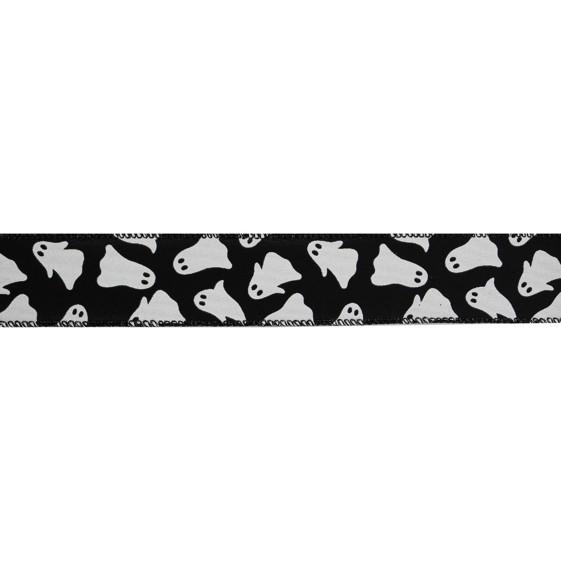 slide 2 of 3, 1.5" X 10yd. Black & White Ghost Wired Taffeta Ribbon By Celebrate It Halloween, 1.5 in x 10 yd