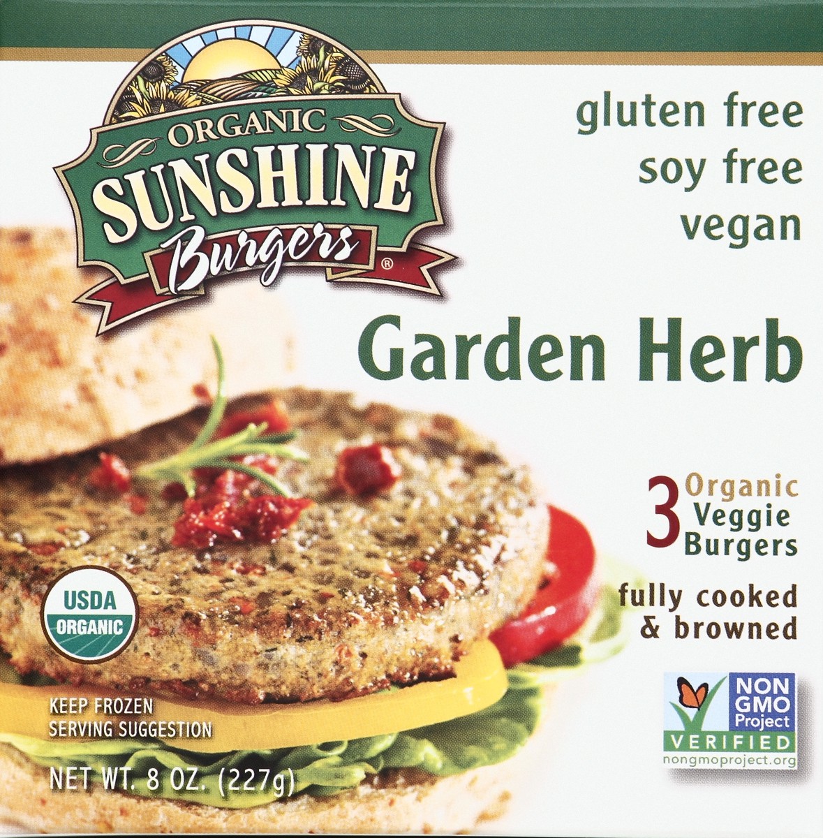 slide 1 of 4, Sunshine Burgers Organic Garden Herb Veggie Burgers, 8 oz