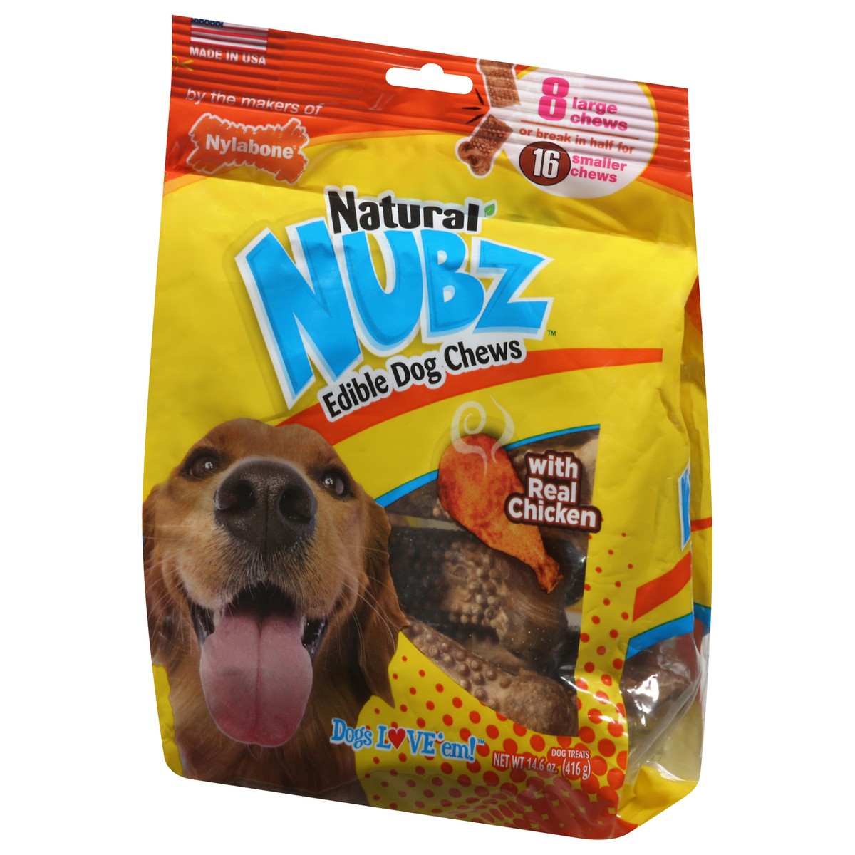 slide 3 of 9, Nylabone Natural Nubz Large Edible Chews Dog Treats with Real Chicken 8 ea, 8 ct