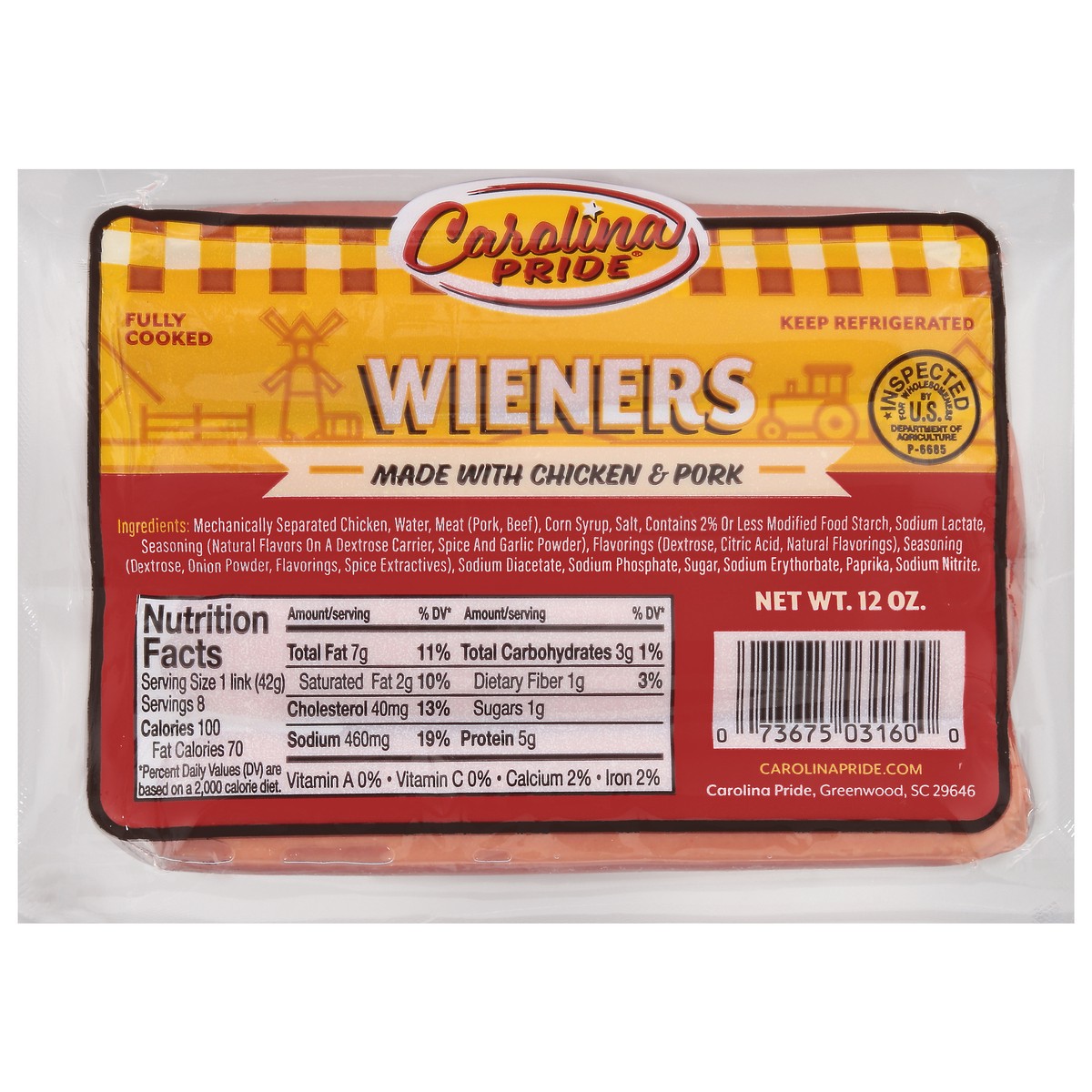 slide 1 of 12, Carolina Pride Wieners 12 oz, 12 oz