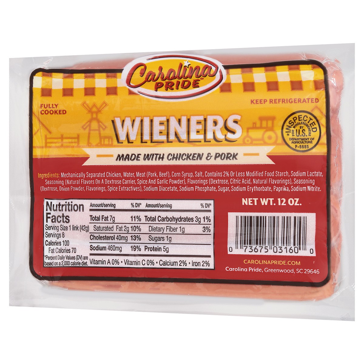 slide 7 of 12, Carolina Pride Wieners 12 oz, 12 oz