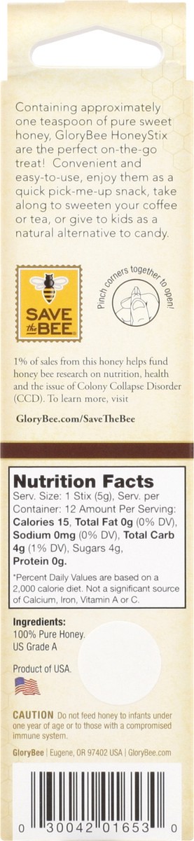 slide 10 of 10, GloryBee Honey Sticks Clover Blossom, 12 ct