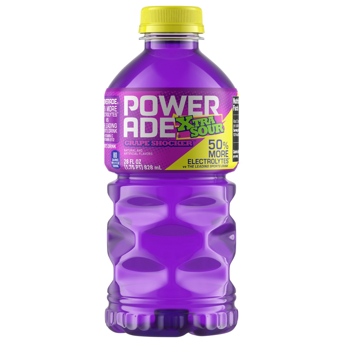 slide 4 of 12, Powerade Xtra Sour Grape Shocker Bottle, 28 fl oz, 28 fl oz