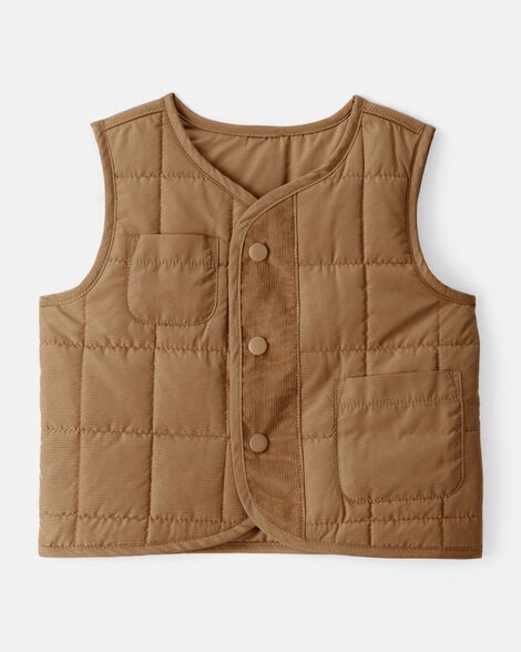 slide 1 of 2, Baby Boy Sleeveless Puffer Vest - Brown Brown 12M, 1 ct