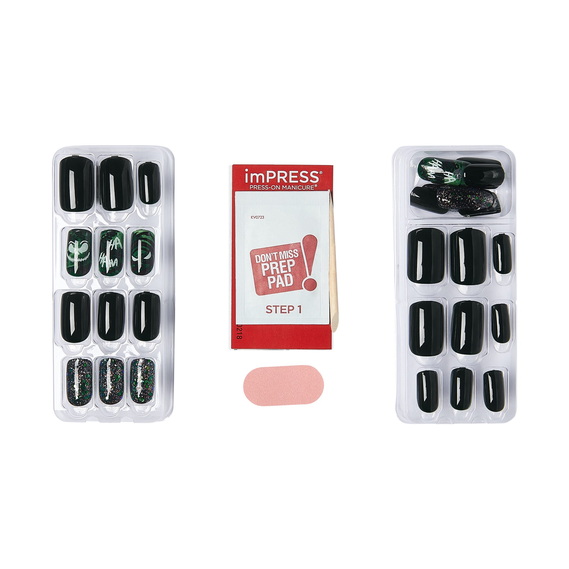 slide 2 of 5, imPRESS Press-On Nails, Halloween, No Glue Needed, Green, Medium Square Shape, 33 Ct., 33 ct