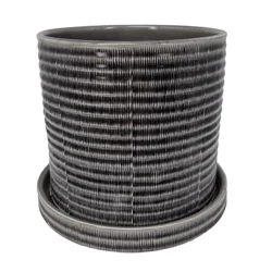 Burin Etched Pot 7 Charcoal