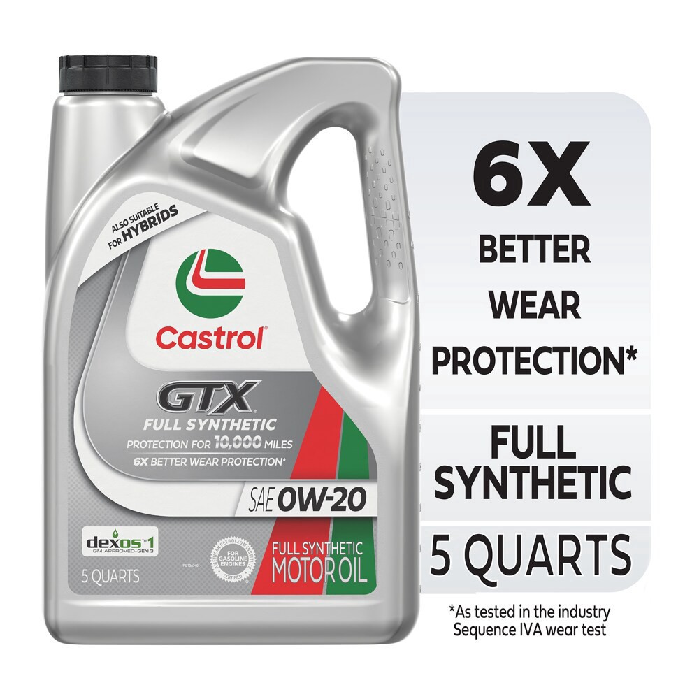 slide 2 of 3, Castrol Gtx Full Synthetic Sae 0W-20 Motor Oil, 5 qt