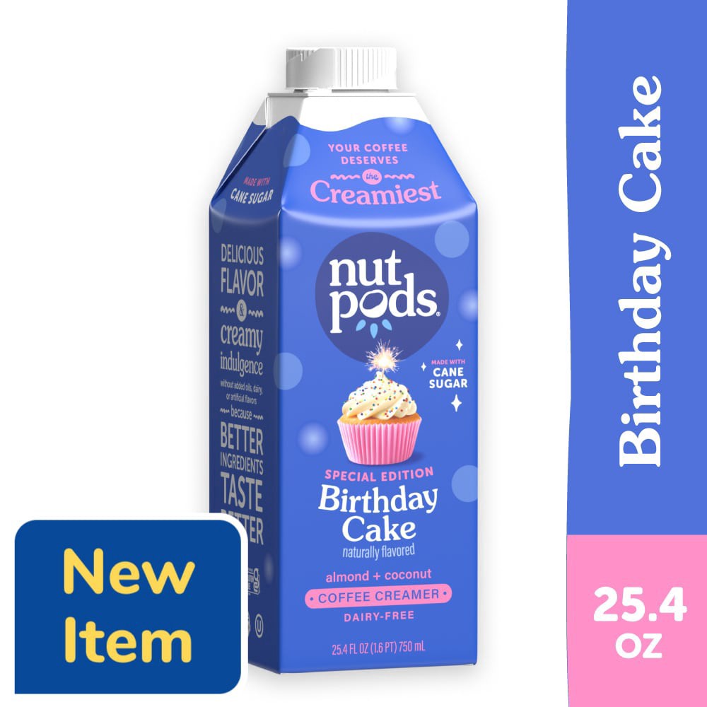 slide 1 of 6, nutpods Birthday Cake Non Dairy Coffee Creamer made with Almonds and Coconuts (each), 25.4 fl oz