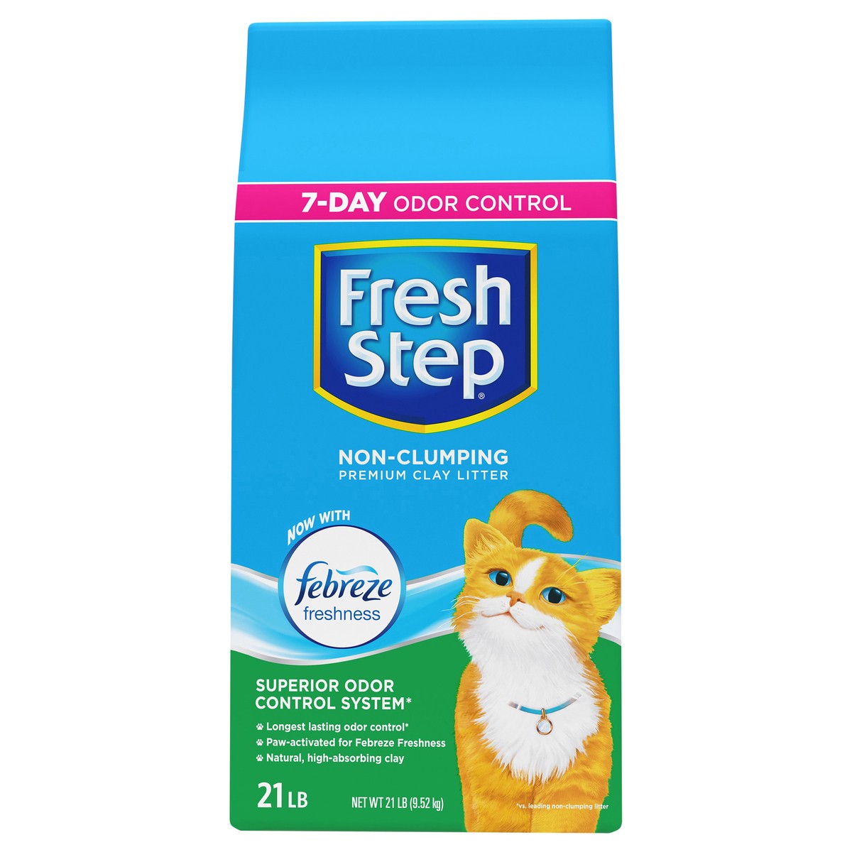 slide 1 of 8, Fresh Step Non Clumping Cat Litter With Febreze Freshness, 21 lb. Bag, 21 lb
