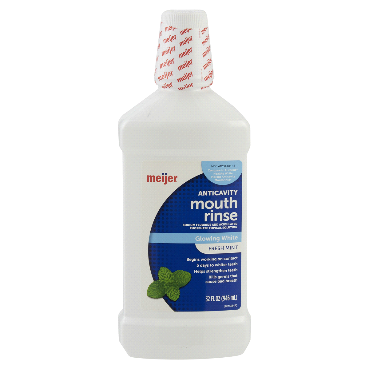 slide 1 of 5, Meijer Glowing White Anticavity Mouthrinse, Fresh Mint, 32 oz