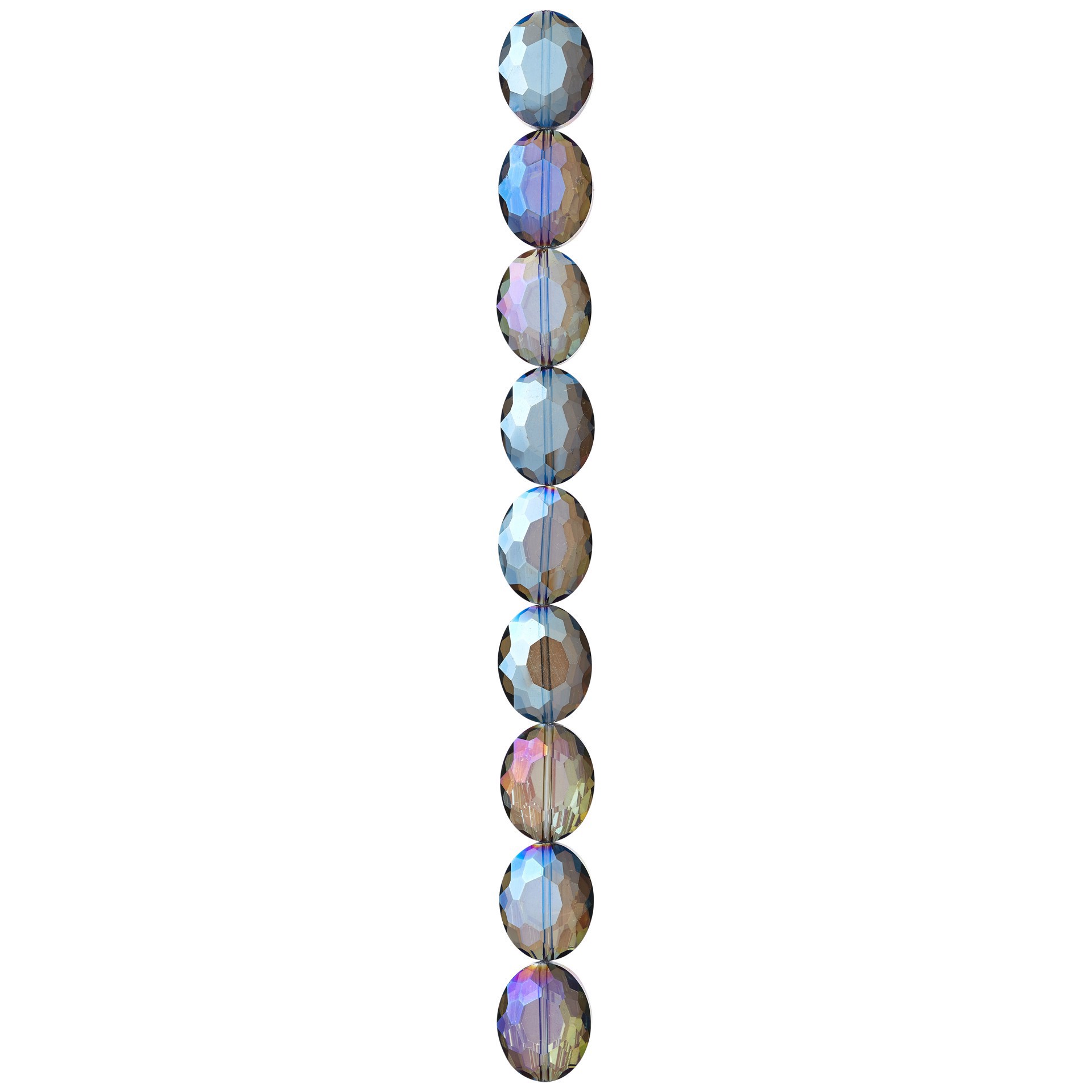 slide 3 of 3, Blue Glass Faceted Oval Beads, 19mm By Bead Landing, 19mm