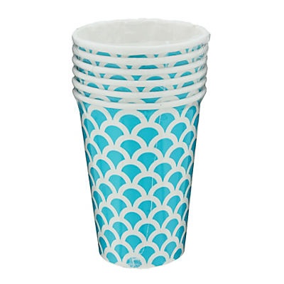 slide 1 of 1, Unique Industries Caribbean Teal Scallop Cups 12 oz, 6 ct