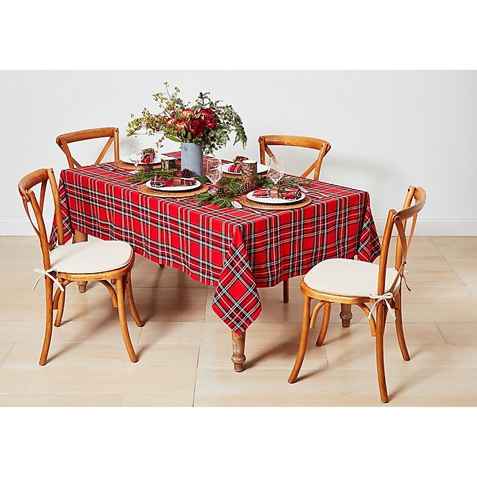 slide 2 of 4, Winter Wonderland Marydel Plaid Oblong Tablecloth, 60 in x 120 in