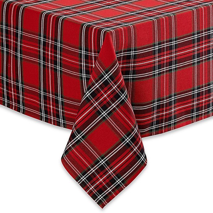 slide 1 of 4, Winter Wonderland Marydel Plaid Oblong Tablecloth, 60 in x 120 in