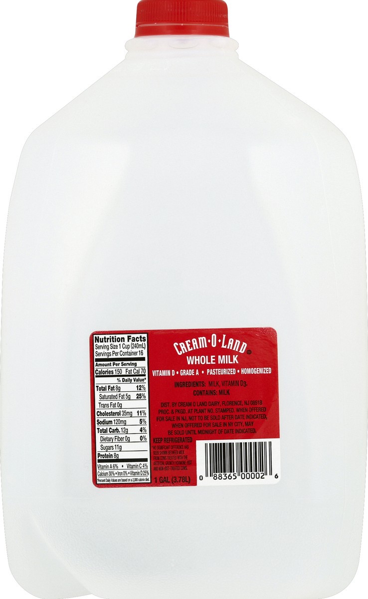 slide 6 of 6, Cream-O-Land Whole Milk, 1 gal