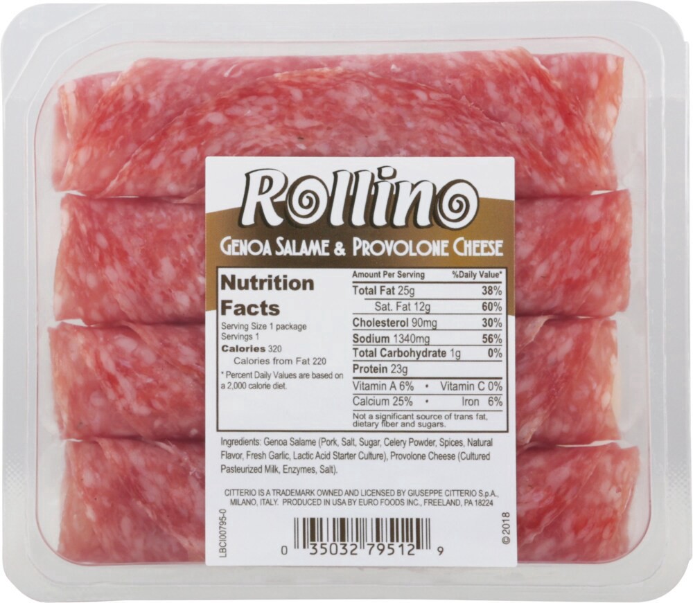 slide 2 of 2, Citterio Rollino Genoa Salami And Provolone Cheese, 3 oz