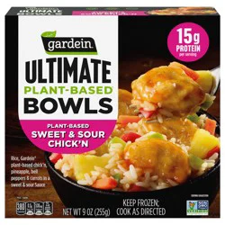 Gardein Ultimate Plant-Based Bowls Sweet and Sour Chick''n, Vegan, Frozen Meat Alternative, 9 oz.