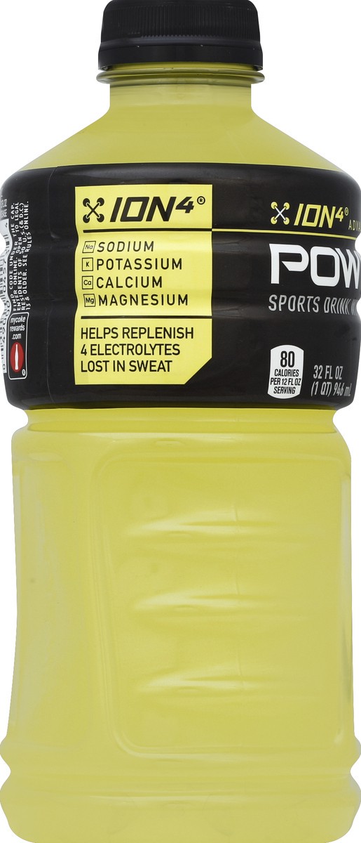 slide 2 of 4, POWERADE Lemon Lime, ION4 Electrolyte Enhanced Fruit Flavored Sports Drink w/ Vitamins B3, B6, and B12, Replenish Sodium, Calcium, Potassium, Magnesium, 32 fl oz, 32 fl oz