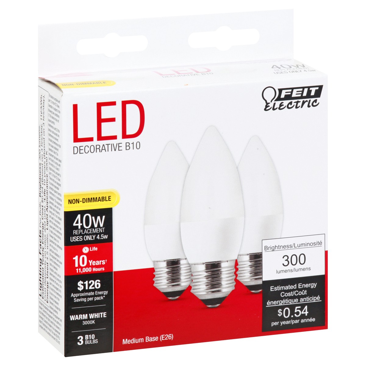 slide 3 of 8, Feit Electric LED 4.5 Watts Warm White 3 Pack Light Bulbs 3 ea, 3 ct