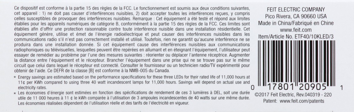 slide 6 of 8, Feit Electric LED 4.5 Watts Warm White 3 Pack Light Bulbs 3 ea, 3 ct