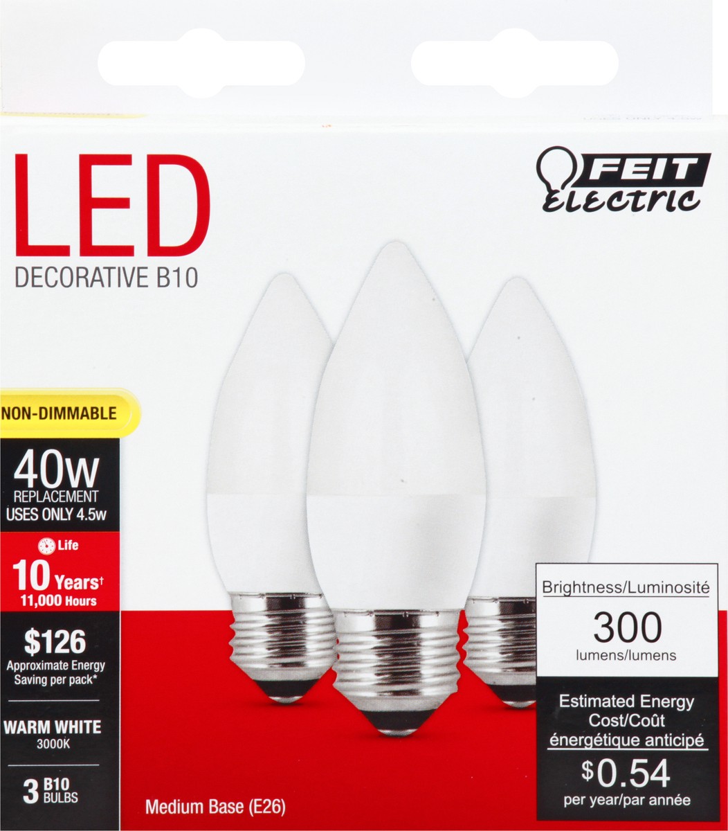 slide 8 of 8, Feit Electric LED 4.5 Watts Warm White 3 Pack Light Bulbs 3 ea, 3 ct