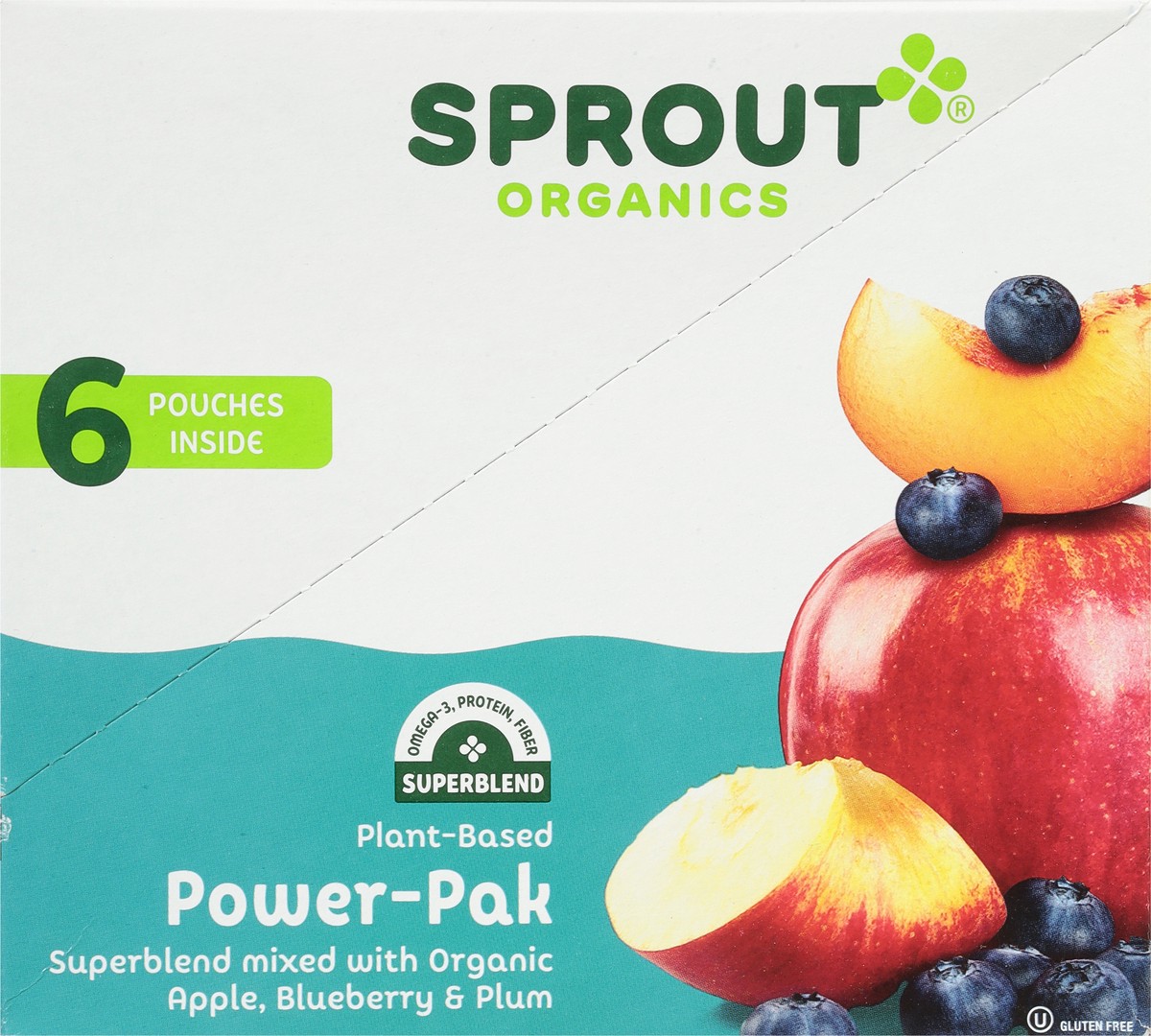 slide 9 of 12, Sprout Organics Power-Pak Superblend Mixed with Organic Apple, Blueberry & Plum 6 - 4 oz Pouches, 6 ct